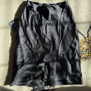 Banana Republic 100% Silk Polka Dot Midi Skirt with Bow Detail in Black